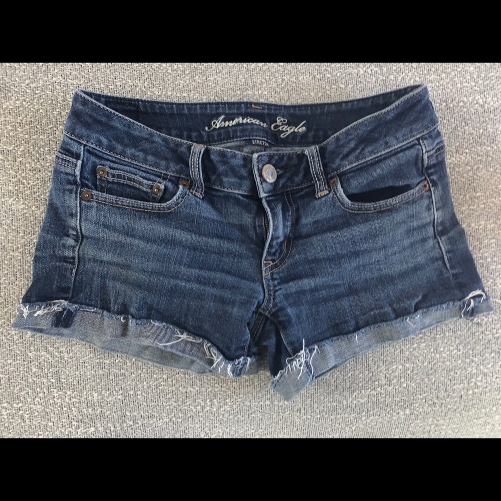 Distressed jean shorts